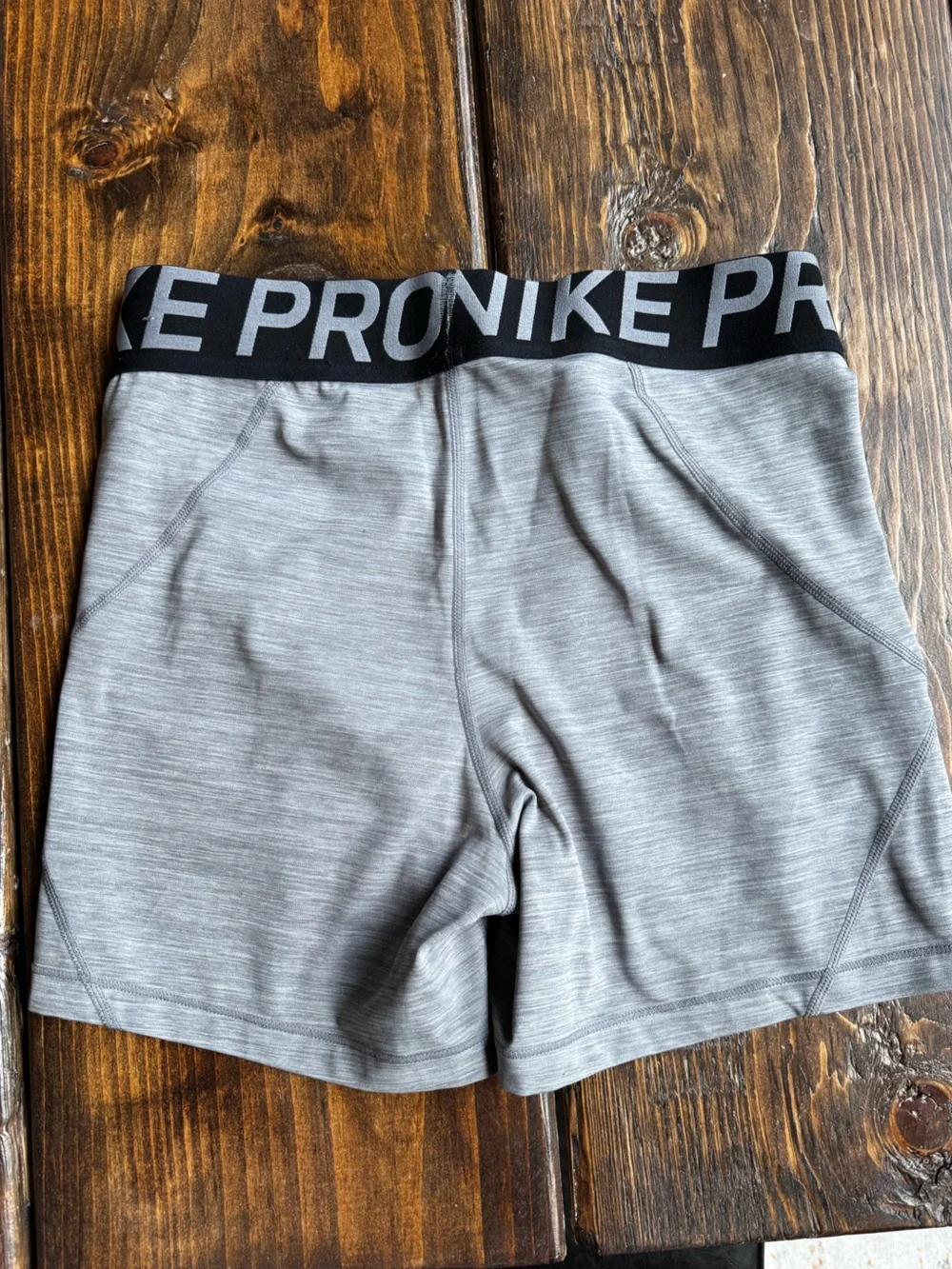 Nike Pro Light Gray Women's Shorts with Black Branded Waistband